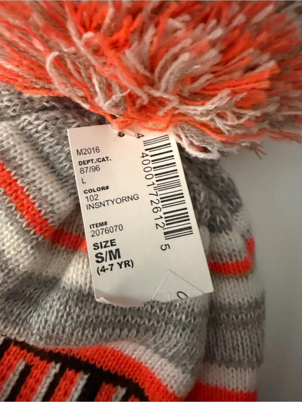 Children’s Place Kids Knit Pom Beanie Hats Orange/Black, Gray/Red